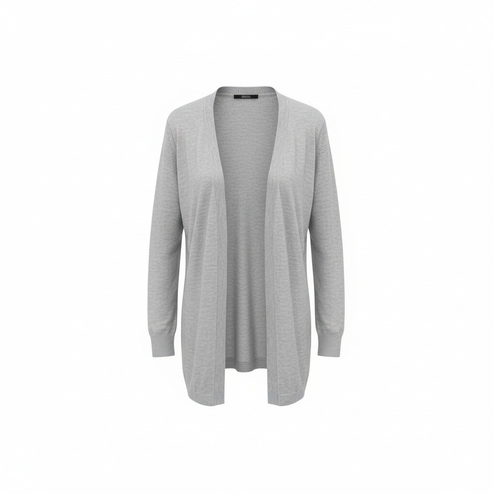 Vica Moda Womens Gray 100% Cotton Long Sleeve Open Front Cardigan Sweater Sz 10‎